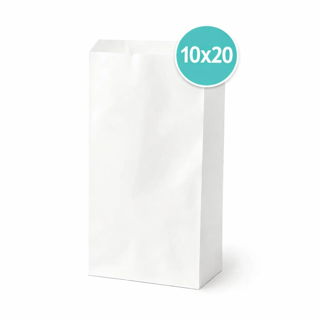 Sacchetti di carta bianca satinata 10x20 cm per imballaggi leggeri e regali