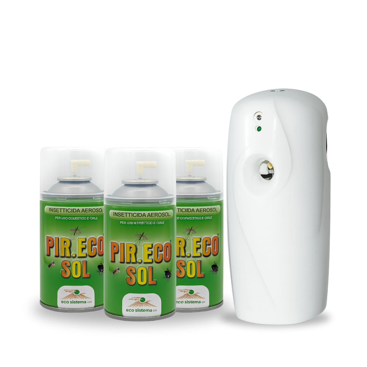 Kit 3 bombolette PIR.ECO SOL da 250 ml con diffusore automatico incluso