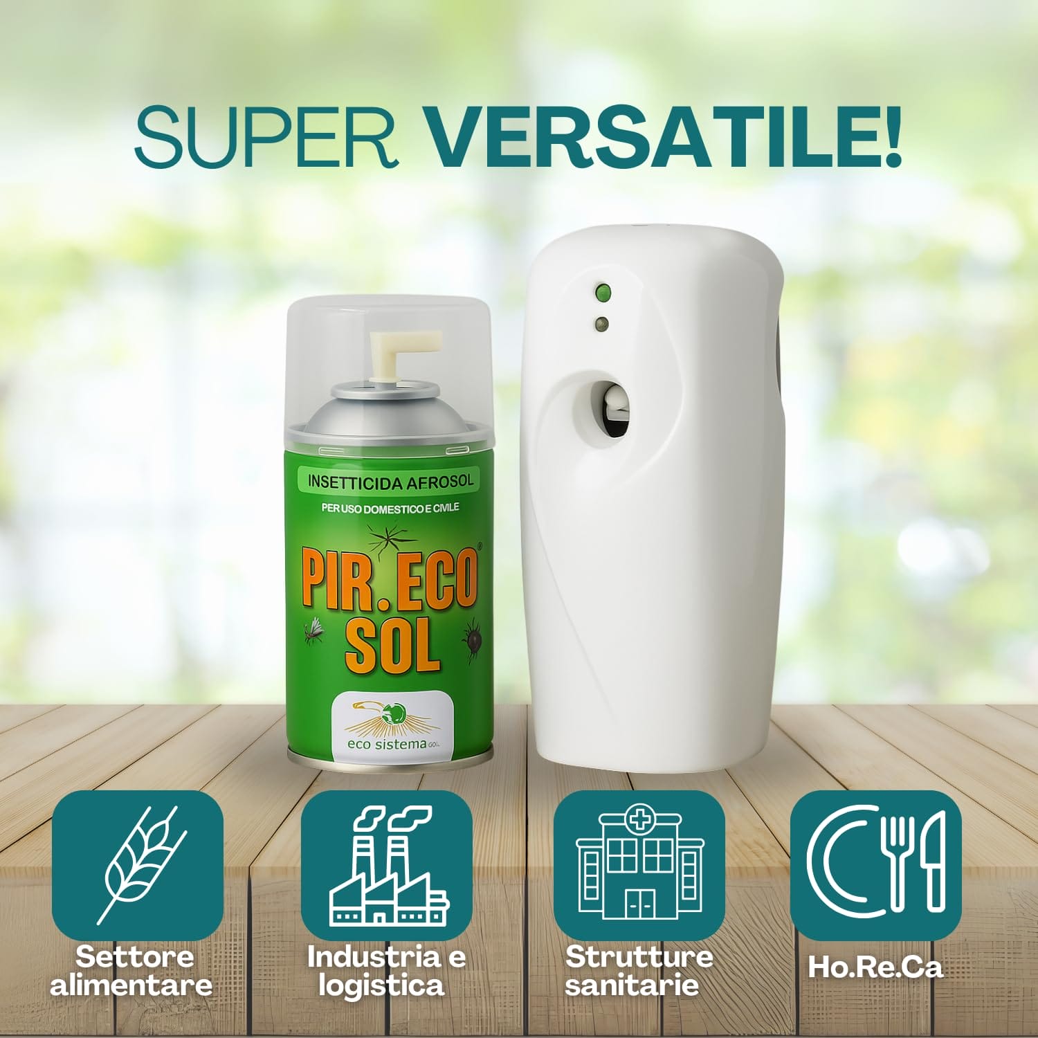 Kit insetticida PIR.ECO SOL con diffusore per uso professionale e domestico