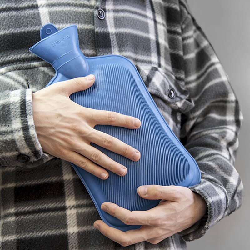 Borsa acqua calda da 2 litri blu in gomma resistente