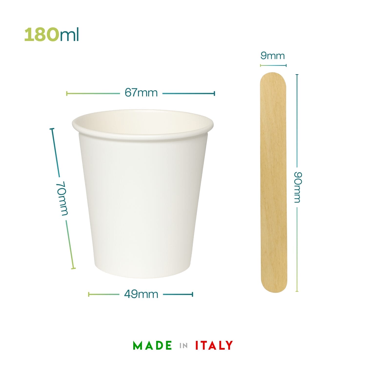 Bicchierini 180ml in cartoncino bianco Made in Italy dimensioni 70x67x49mm