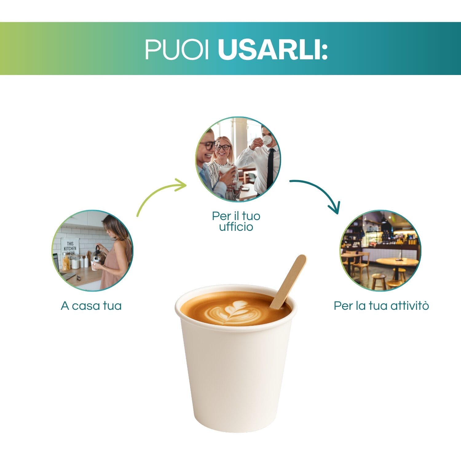 Bicchierini bianchi 180ml biodegradabili per casa ufficio bar e ristorazione