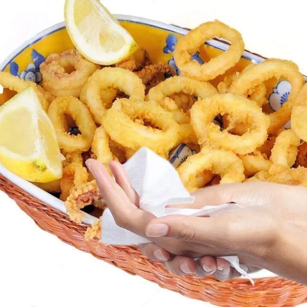 Salvietta rinfrescante monodose al limone per pulire le mani dopo cibi fritti e pesce