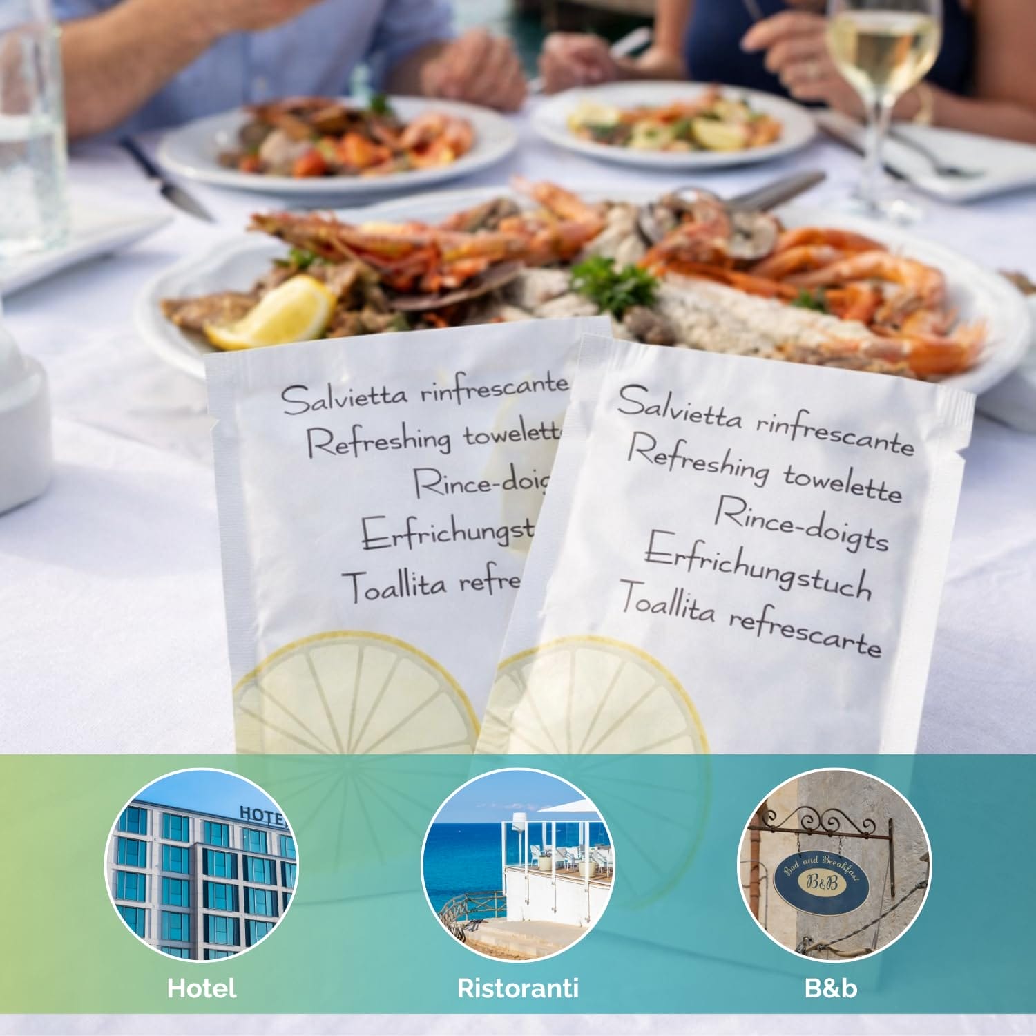 Salviette al limone monouso carta umidificate uso ristorante catering