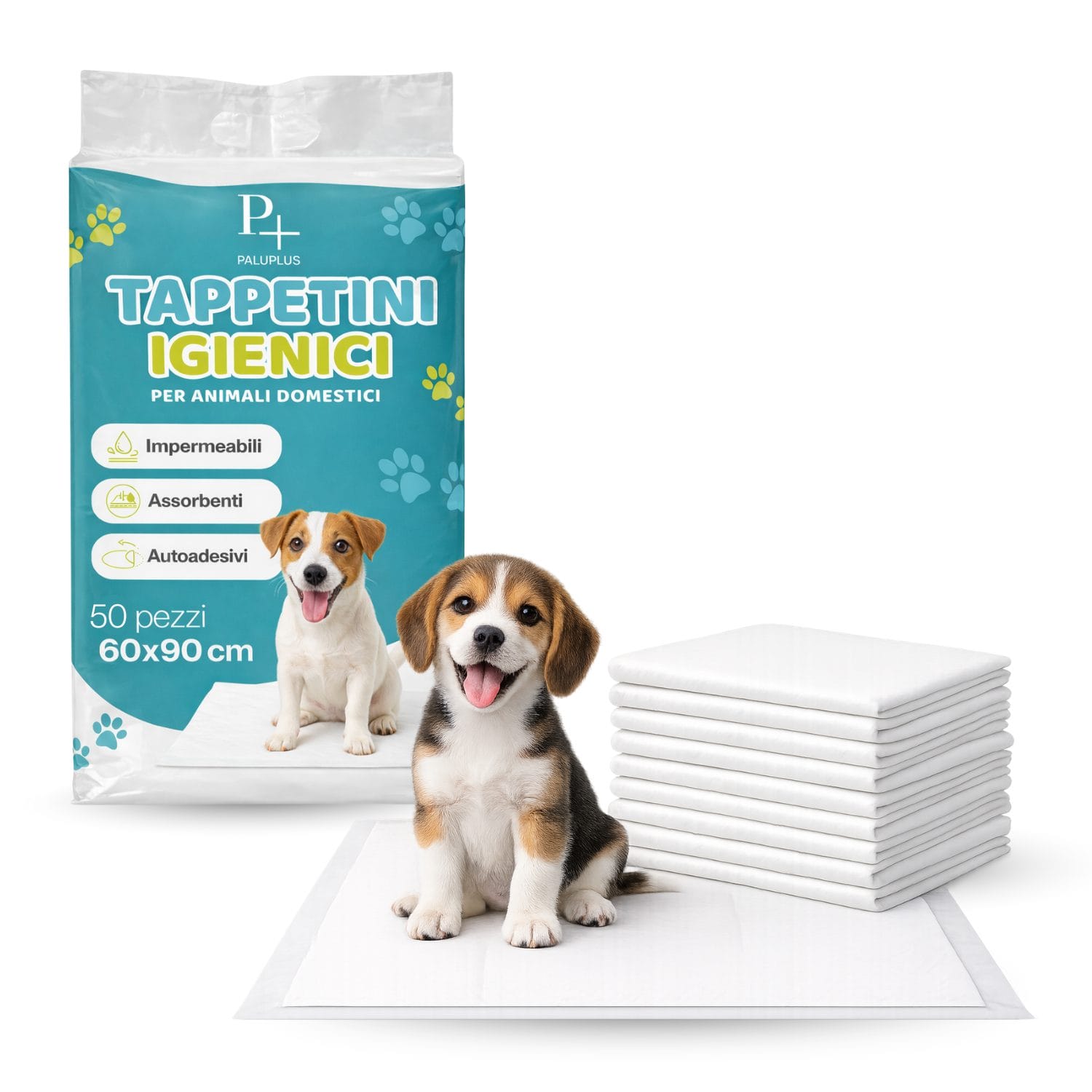 Confezione tappetini igienici cane 60x90 con 50 pezzi assorbenti impermeabili