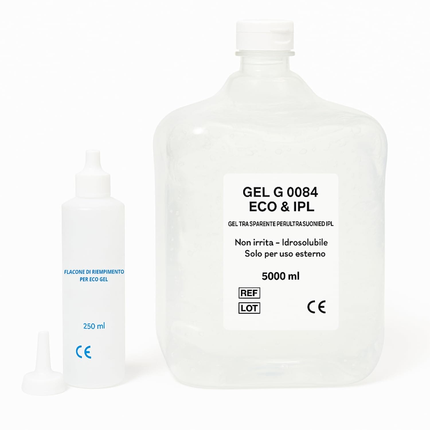 Gel conduttore 5L con flacone di ricarica 250 ml per ecografie e ultrasuoni