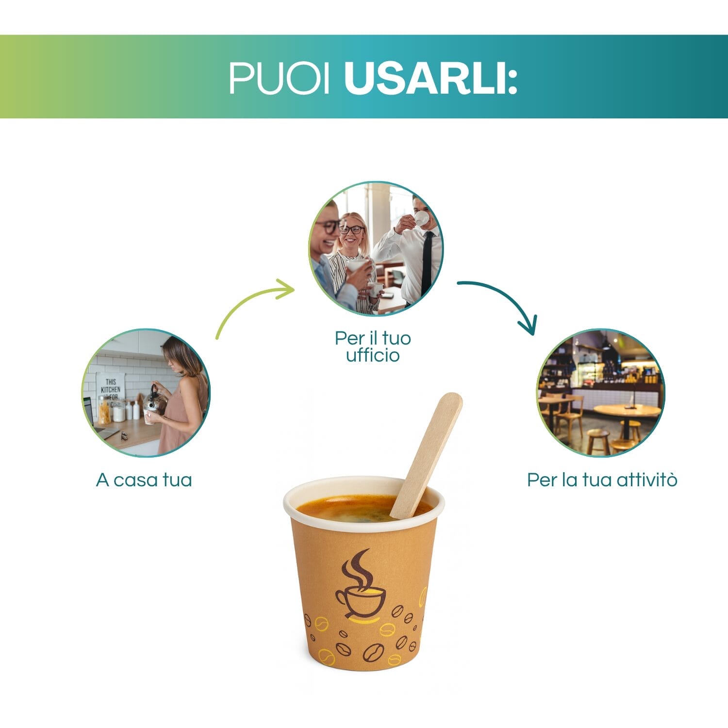 Bicchierini caffè grafica chicco ideali per casa, ufficio e attività commerciali