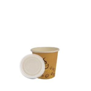 Bicchieri di carta per caffè 75ml color Avana con coperchi