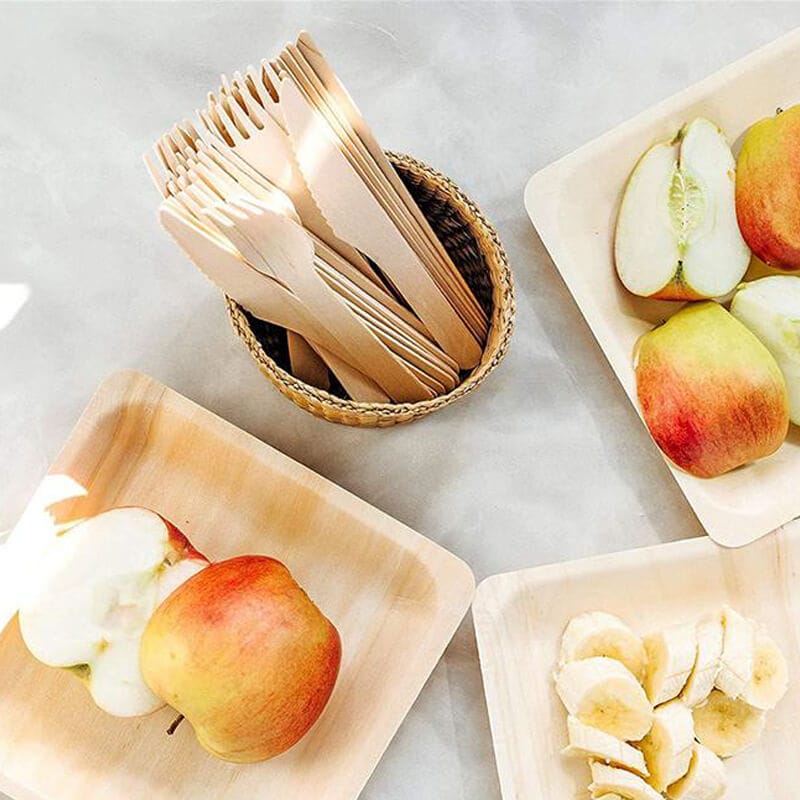 Posate Di Legno Biodegradabili BIOZOYG - Set 400 Con Tovagliolo, Per Feste, Picnic E Eventi - Foto 4