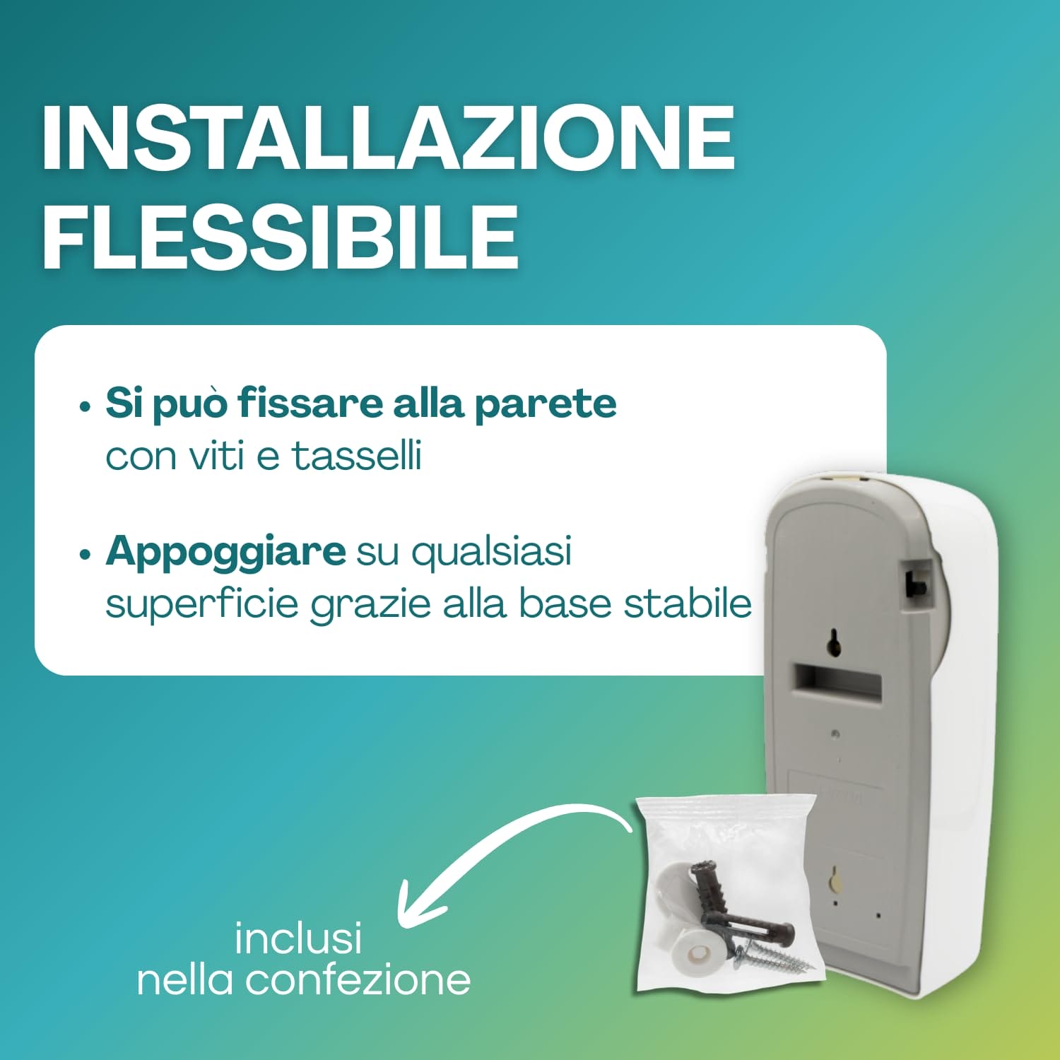 Diffusore Fulmine installabile a parete o su superficie, con kit viti e tasselli inclusi