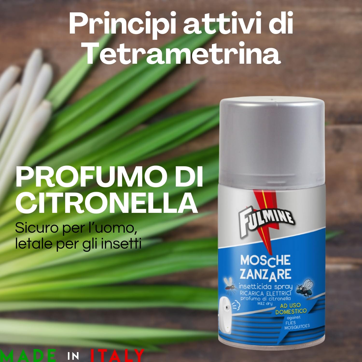 Bomboletta Fulmine 250 ml alla citronella, sicura per l’uomo ed efficace contro insetti