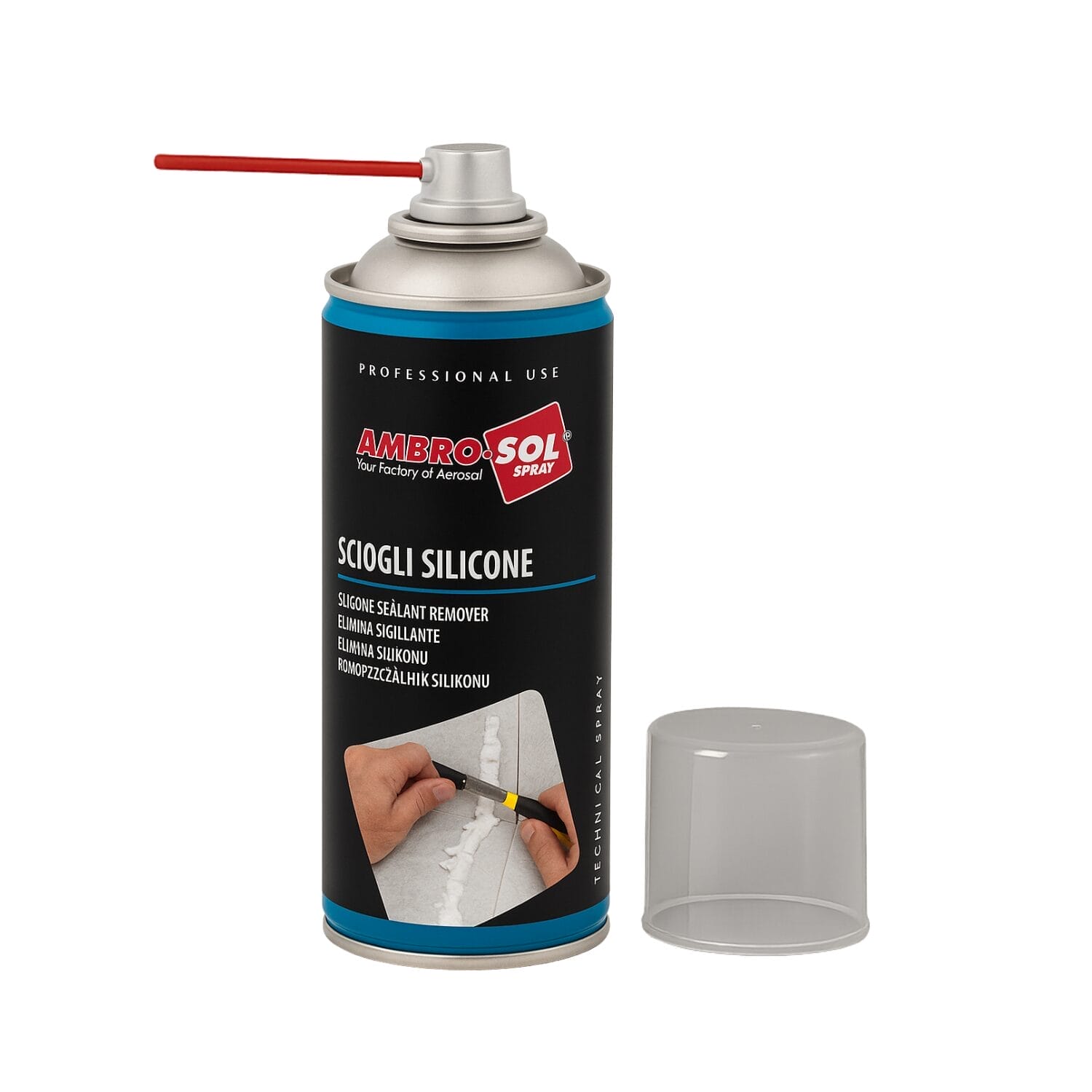 Spray sciogli silicone Ambro-Sol 400 ml con cannuccia rossa e tappo trasparente