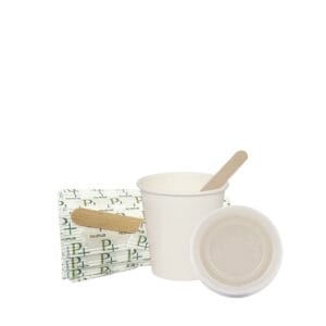 Bicchieri bianchi da 75ml con Coperchi in PS e Palette