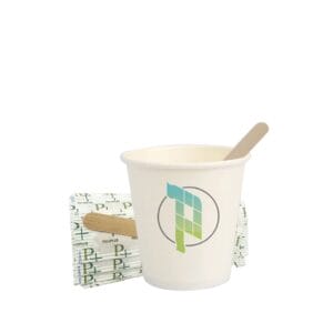 Bicchieri di carta per caffè bianchi 90ml con palette