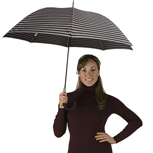 Ombrello antivento 8 stecche righe bianche e nere elegante e resistente alla pioggia