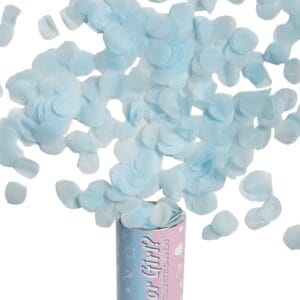 Spara coriandoli maschio o femmina 15 cm Azzurro Rivelazione