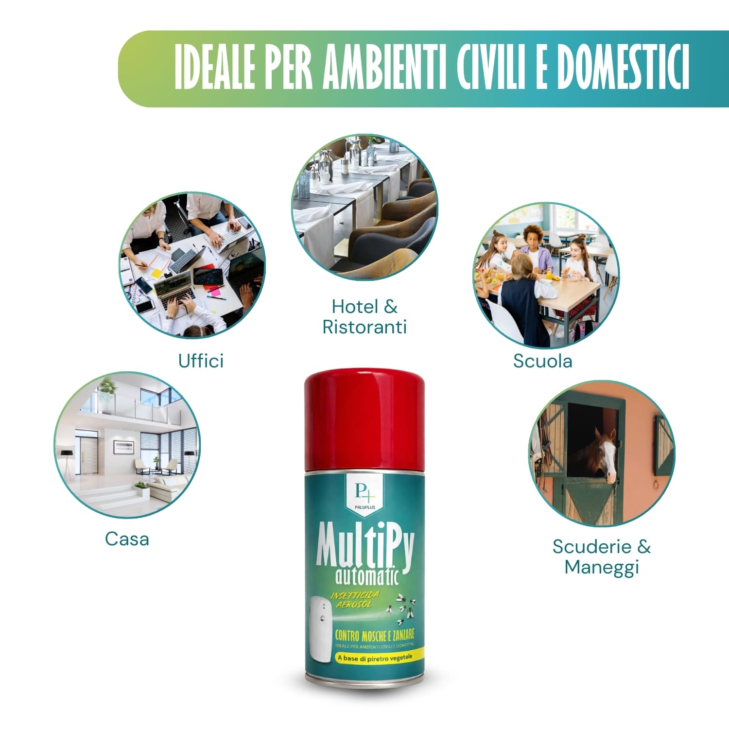 Insetticida MultiPy ideale per casa, uffici, hotel, scuole e scuderie