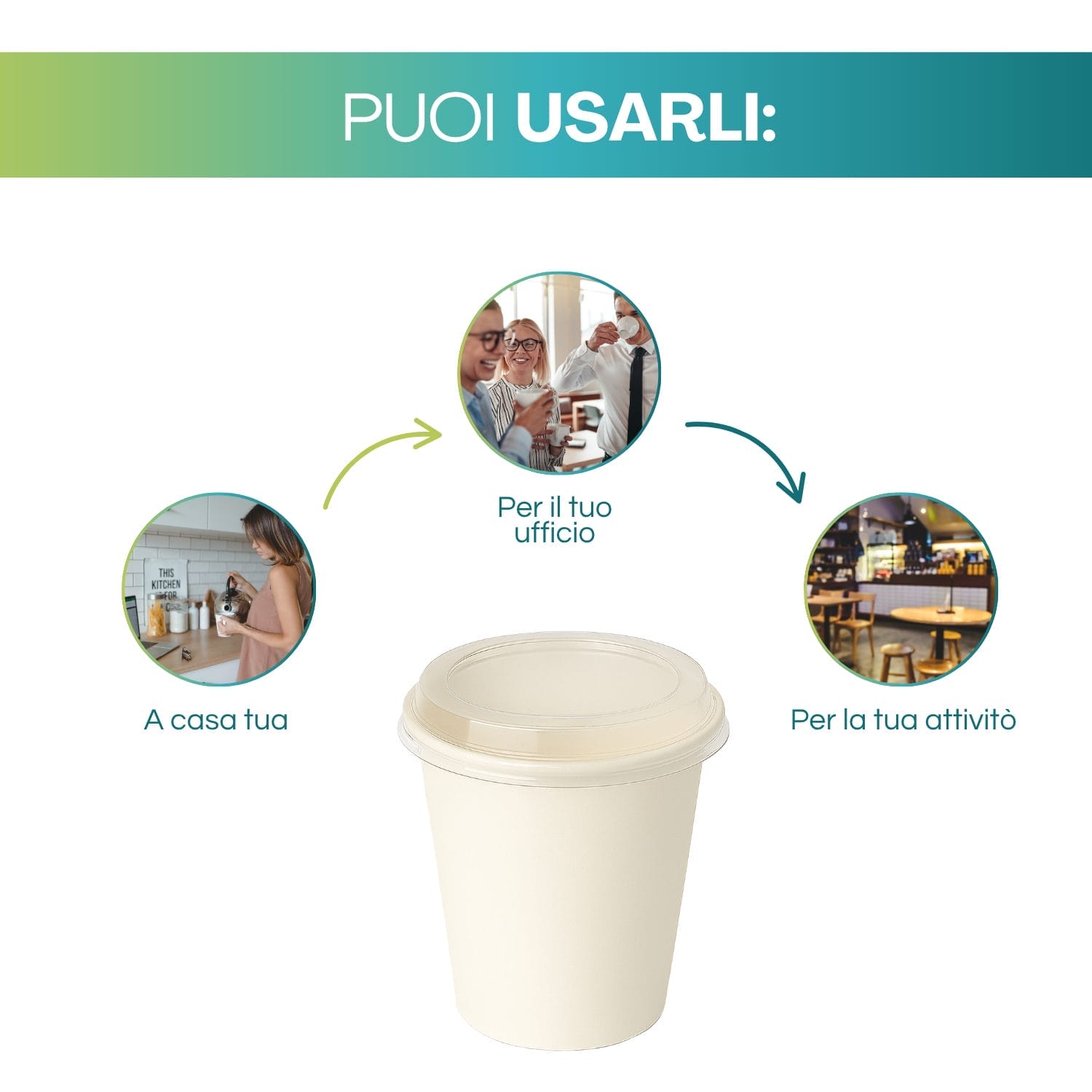 Bicchieri Paluplus con coperchio ideali per casa, ufficio e attività commerciali