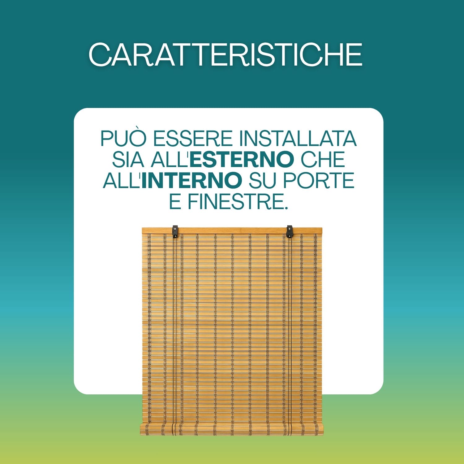Tenda in bambù installabile per interni ed esterni su porte e finestre