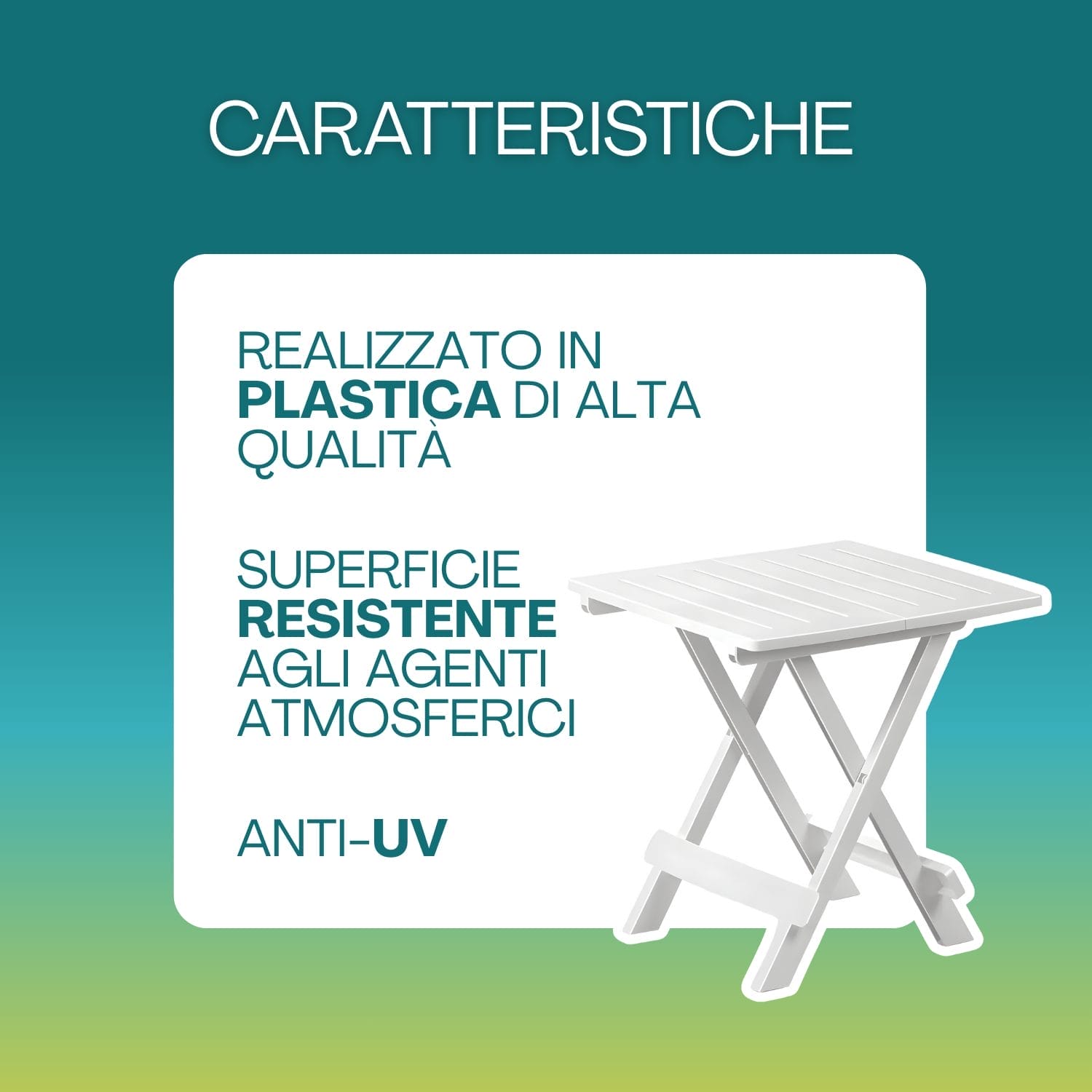 Tavolino pieghevole in plastica anti-UV resistente agli agenti atmosferici