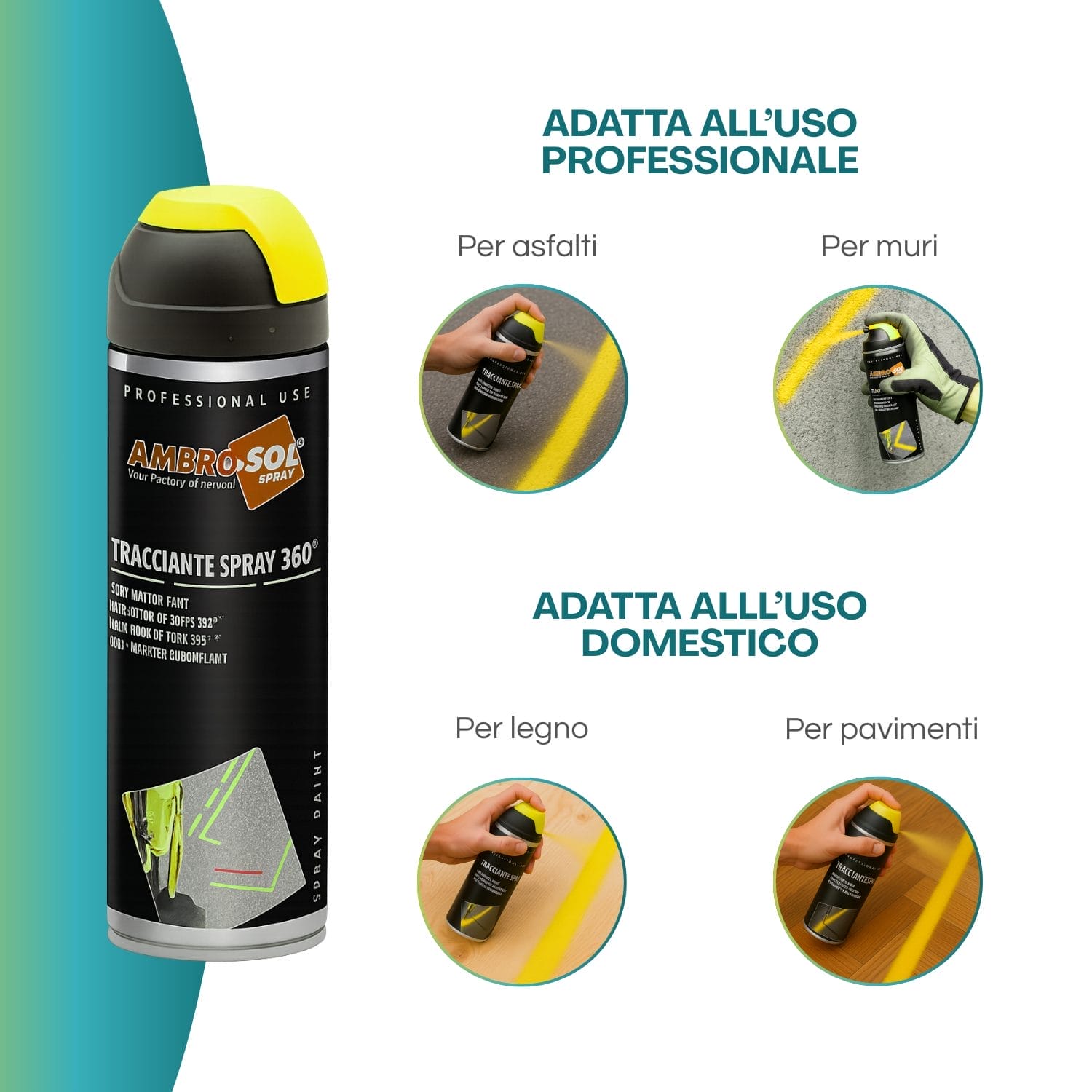 tracciante giallo dettaglio Spray tracciante giallo per uso professionale e domestico su vari materiali