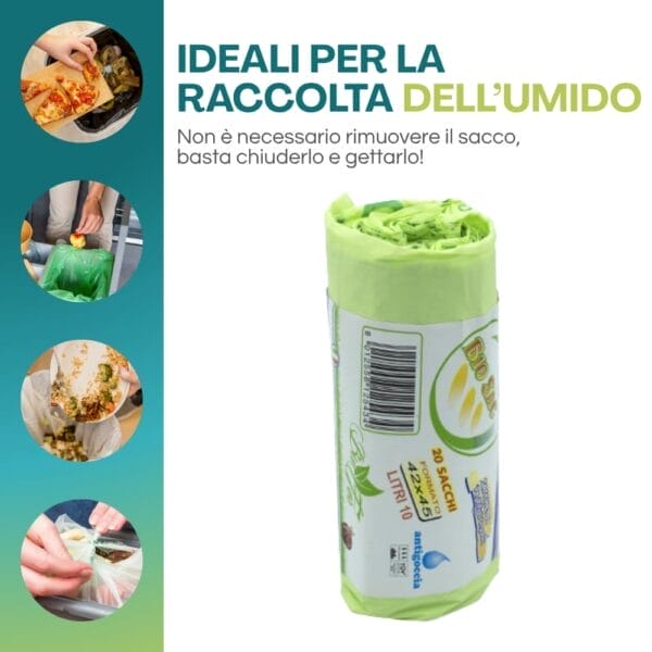 120 Sacchetti Biodegradabili 3-5L - Per Spazzatura, Casa, Ufficio, Bagno, Verde, 35x40cm