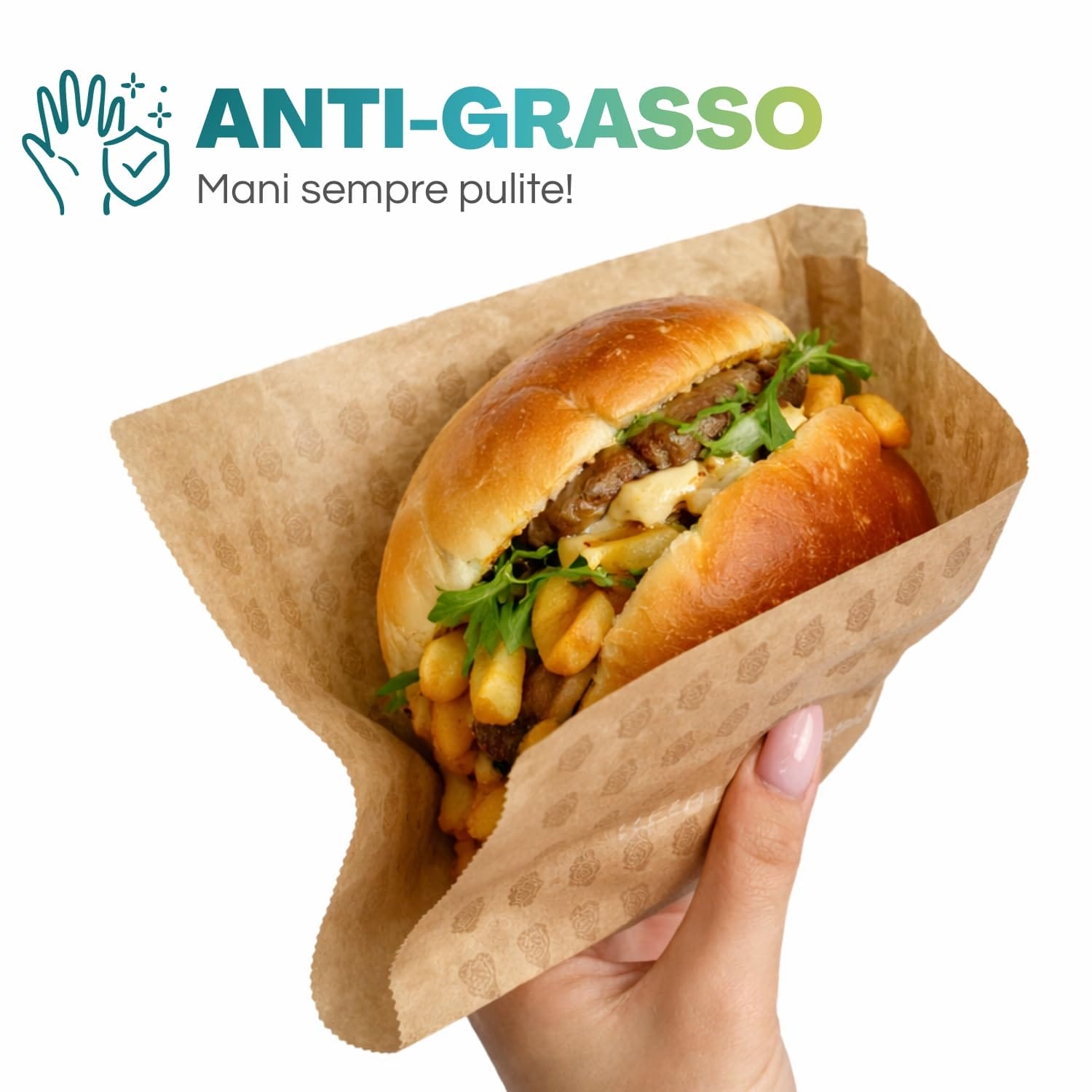 Sacchetto antigrasso per panini e fritti mantiene le mani pulite