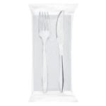 Bis posate monouso imbustate in plastica trasparente - 100 Bis posate