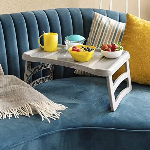 Vassoio da letto in plastica 50x32x22 cm con gambe pieghevoli per colazione a letto o divano