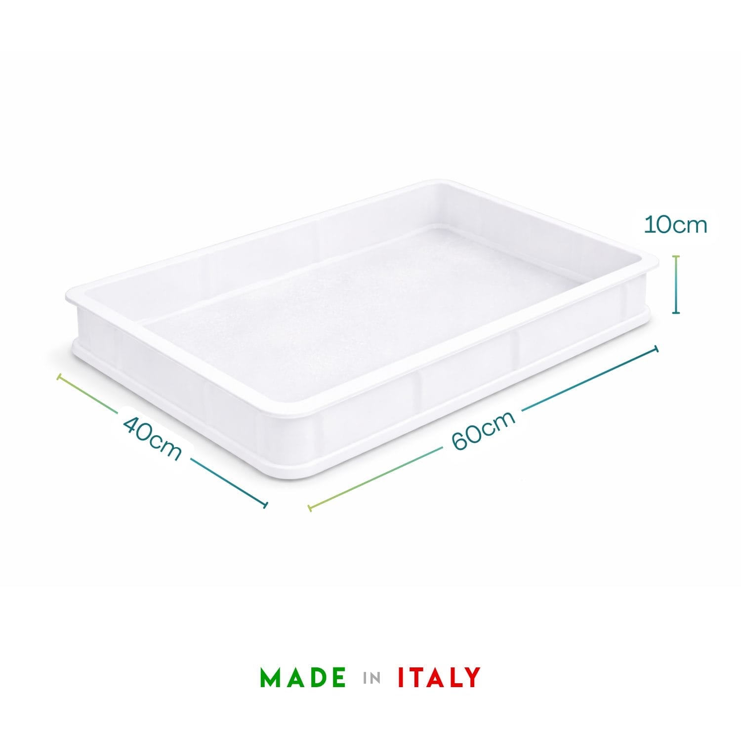 cassetta pizza per impasto 60x40x10 cm in plastica alimentare made in italy