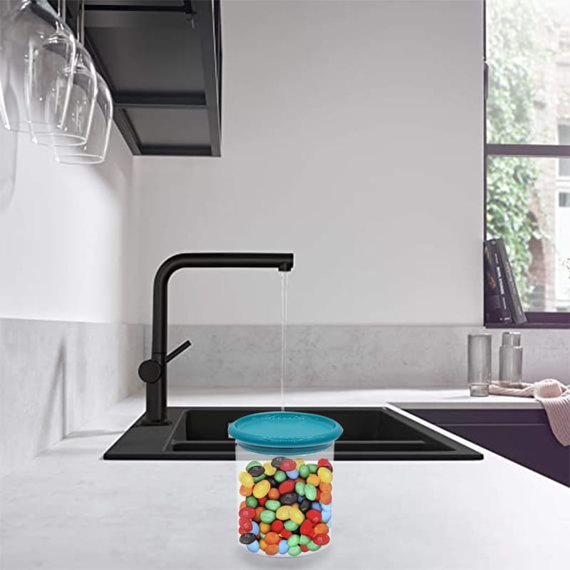 Barattolo in plastica 250 ml con coperchio turchese per alimenti