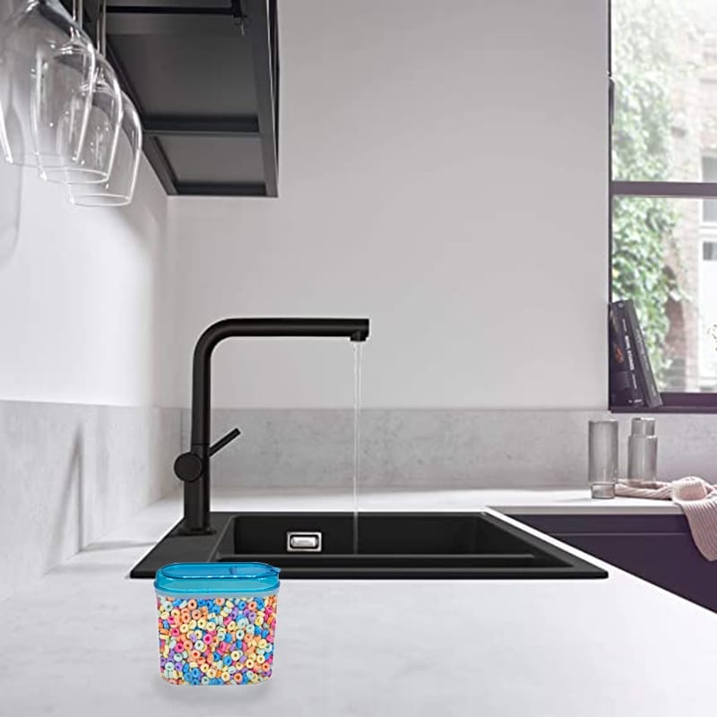 Barattolo plastica 1L trasparente con coperchio ermetico turchese