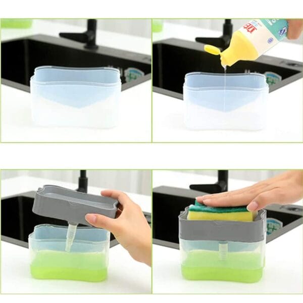 Distributore Sapone 3 In 1 Per Cucina - Dispenser, Portaspugna E Spazzole, Bianco, Organizza Lavello - Foto 13