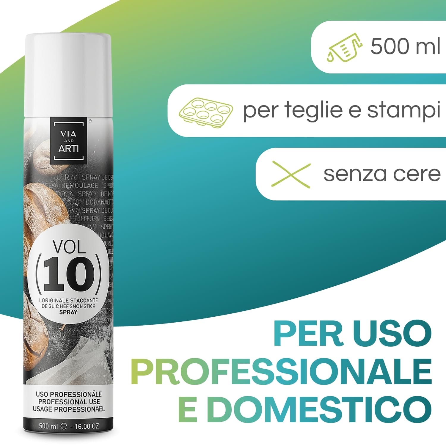 Spray staccante alimentare professionale 500 ml per teglie e stampi – senza cere, uso domestico e professionale