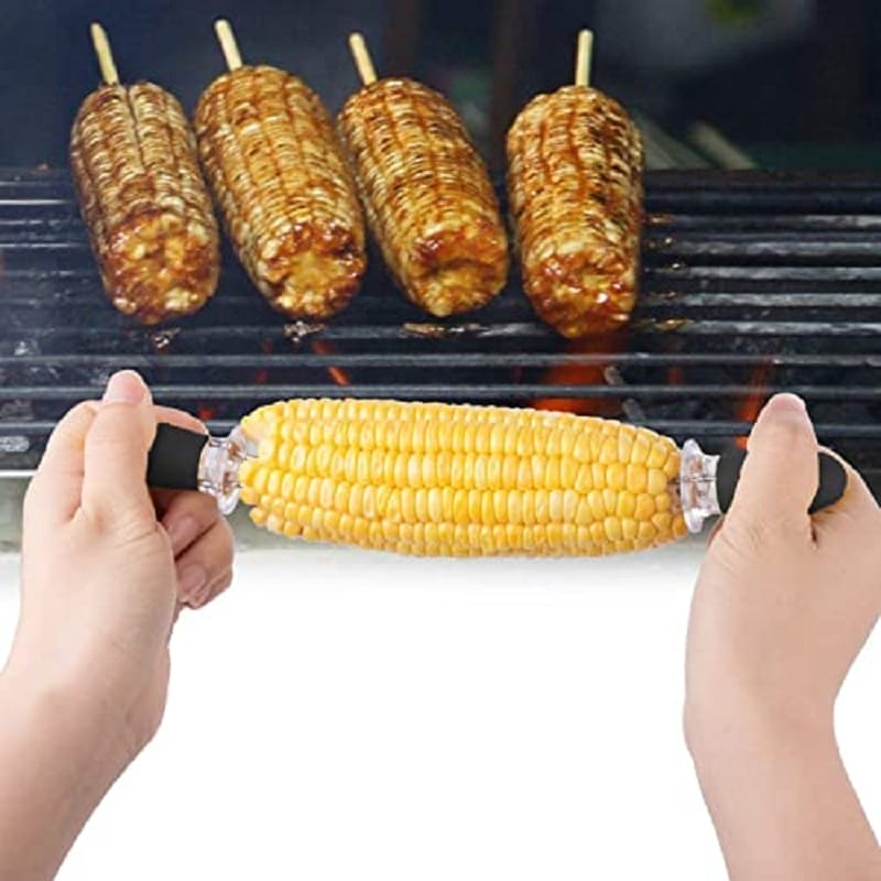 Spiedini per mais con aghi in acciaio inox e impugnatura antiscivolo