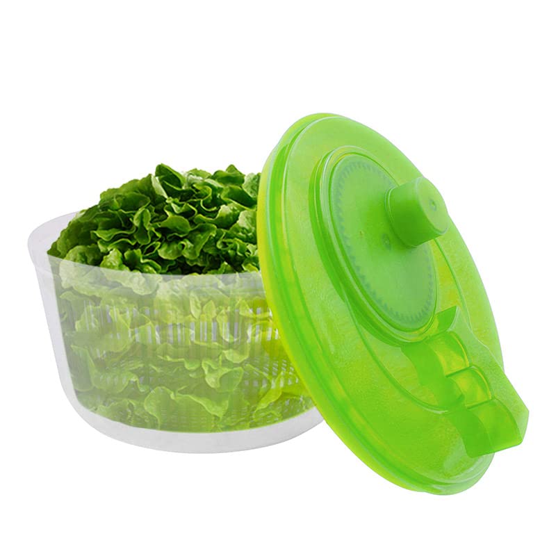 centrifuga manuale per insalata e verdure 3 litri con coperchio verde in cucina moderna