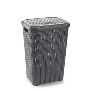 Cesto Portabiancheria effetto Rattan in Plastica con Coperchio