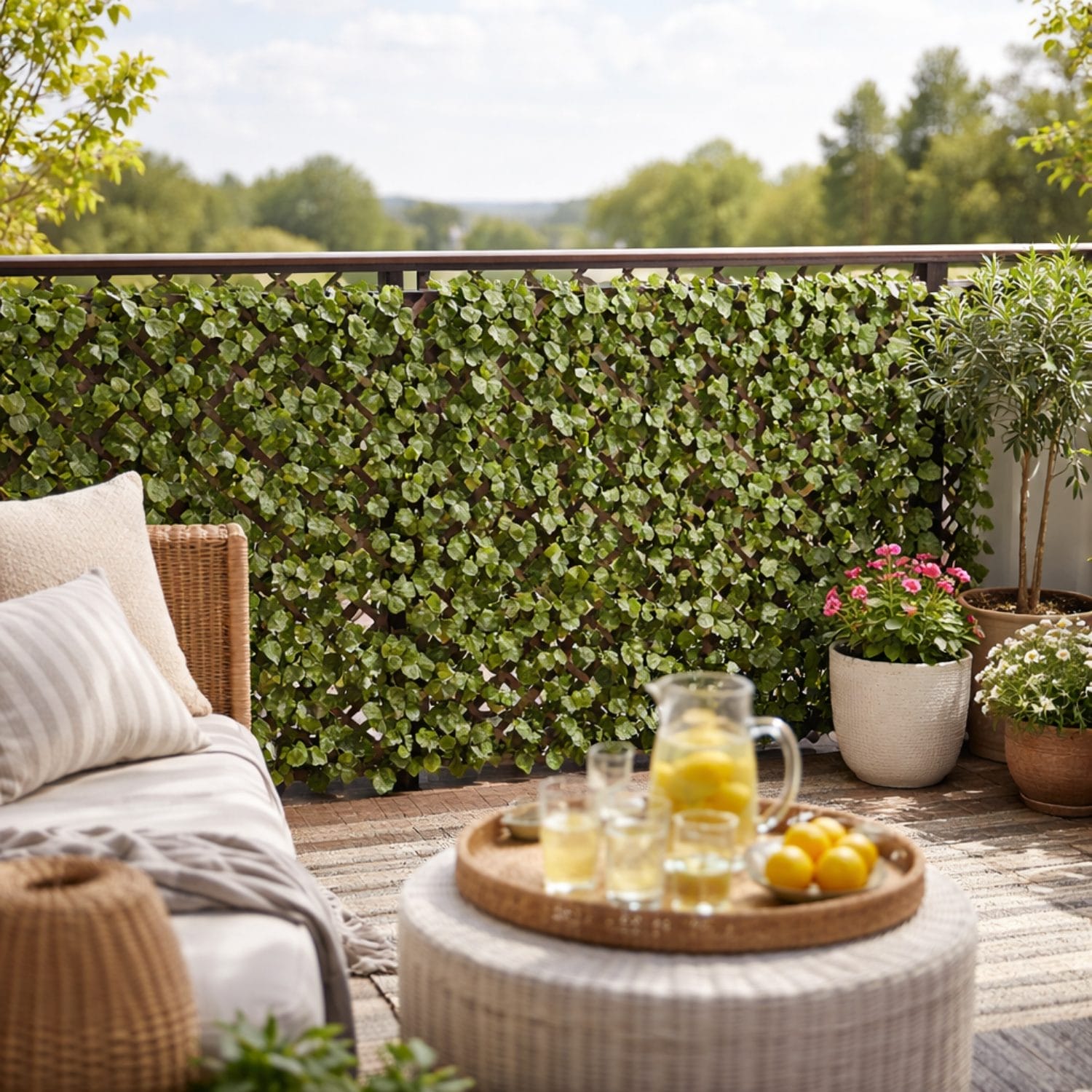 Grigliato estensibile con foglie artificiali per privacy balcone terrazzo giardino