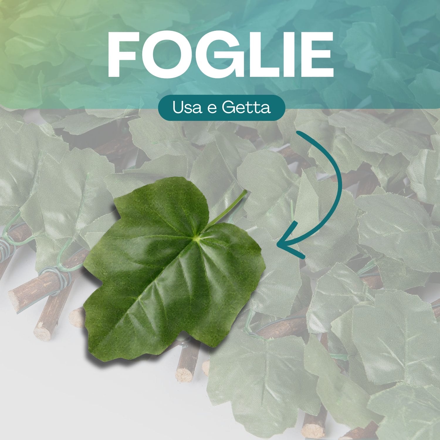 Dettaglio foglie artificiali decorative per traliccio estensibile da esterno