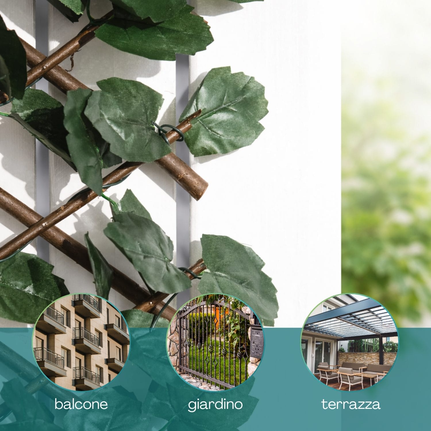Grigliato estensibile con foglie per privacy balcone giardino terrazza