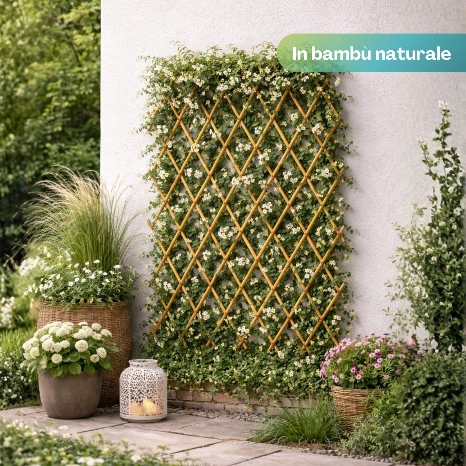 Traliccio in bambù naturale per piante rampicanti da giardino