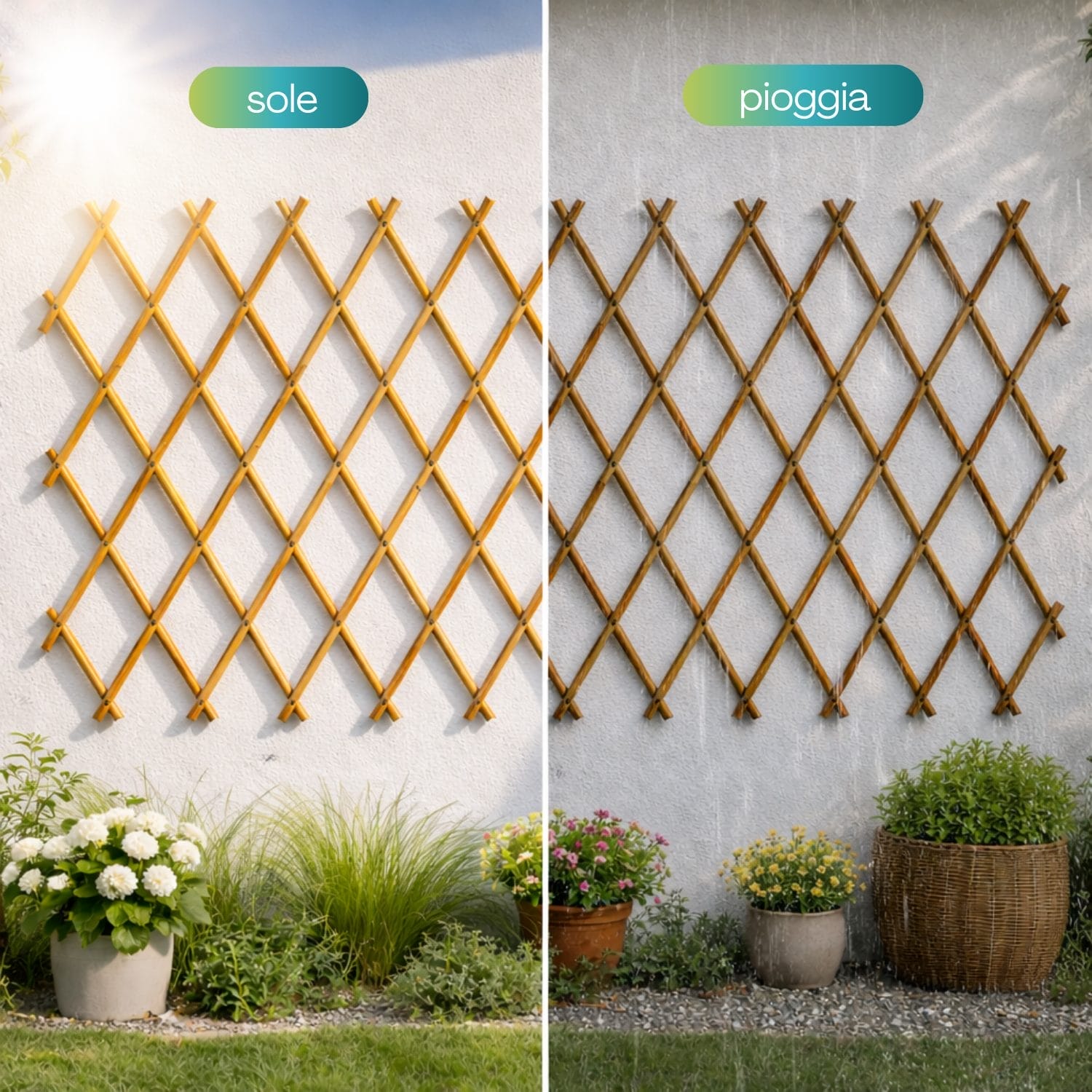 Traliccio bambù resistente a sole e pioggia per uso esterno