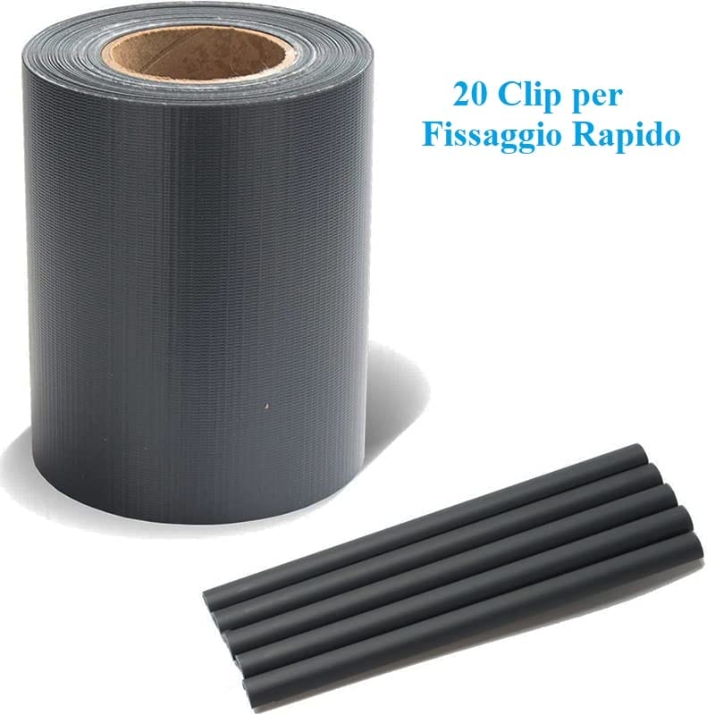 Rotolo Recinzione PVC TecTake 19cm X 35m Antracite - Con Clip Di Montaggio, Antivento E UV - Foto 7