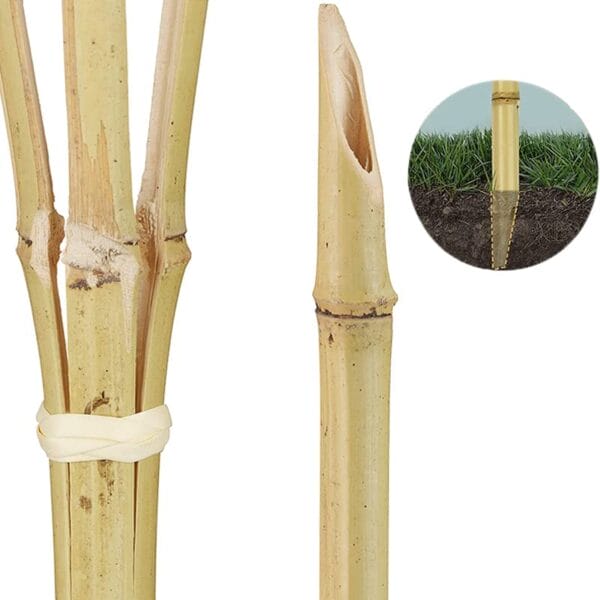 Set Di 12 Torce Da Giardino In Bambù Alte 90 Cm, Con Stoppini Di Ricambio - Per Atmosfera E Decorazione Esterna