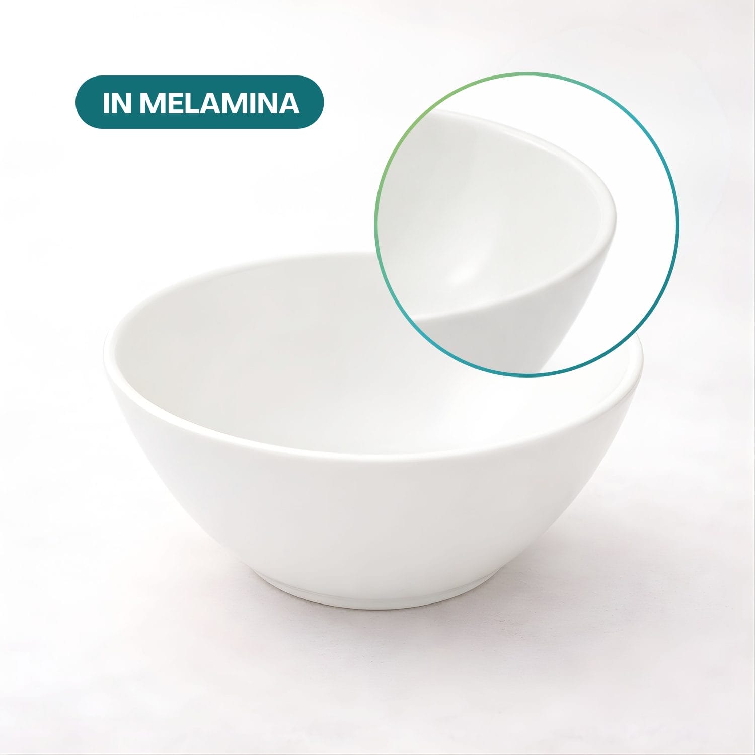 Ciotola in melamina bianca resistente e leggera per alimenti