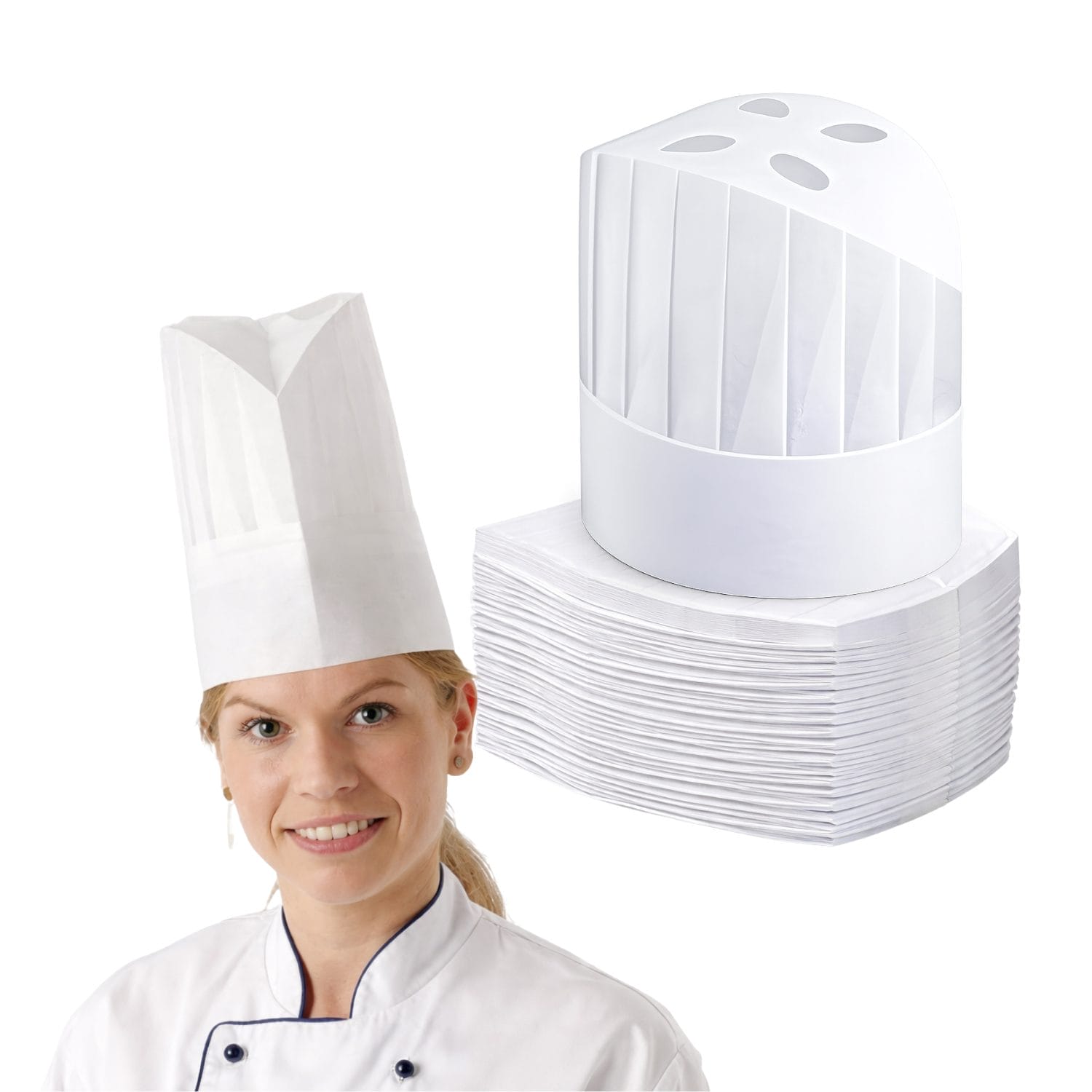 Cappelli cuoco carta monouso regolabili set 10 pezzi cucina professionale