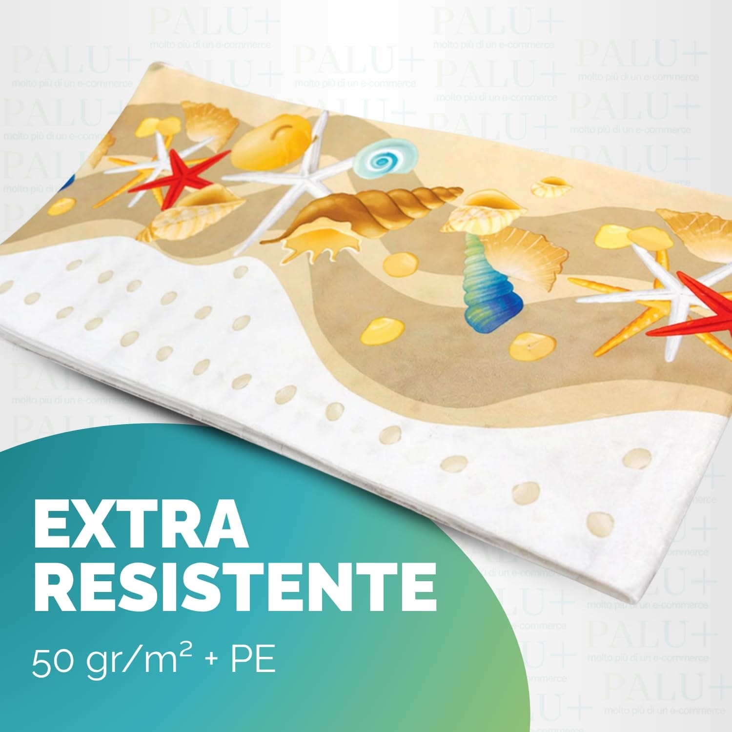 Tovaglia carta resistente 50 gr mq fantasia mare con conchiglie