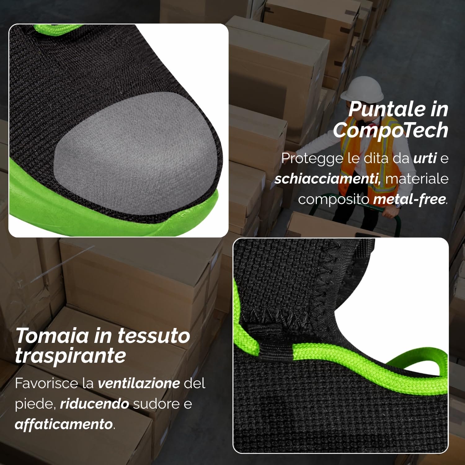 Puntale composito e tessuto traspirante scarpe sicurezza Technosafe