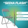sedia flash grigia Sedia pieghevole Flash grigia aperta e chiusa, leggera e salvaspazio