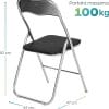 Sedia pieghevole nera con misure 44x47x82 cm, compatta e ideale come seduta ausiliaria